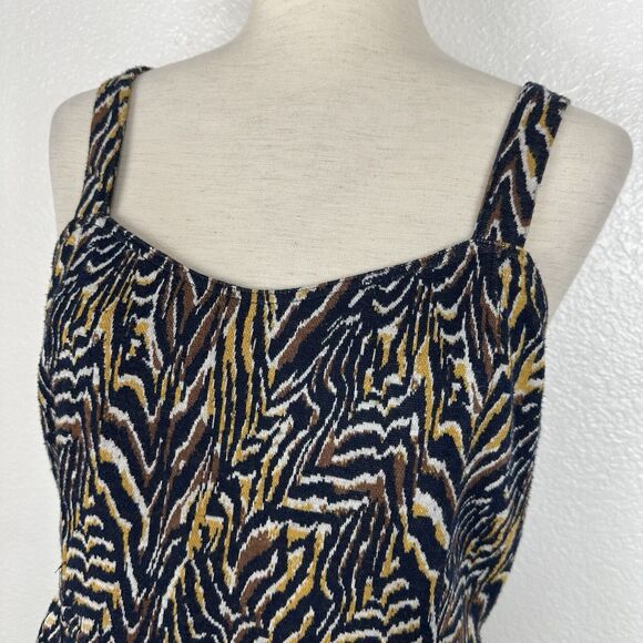 Anthropologie Top Women Medium Jaime Animal Print Peplum Tank Boho Indie - Picture 5 of 14